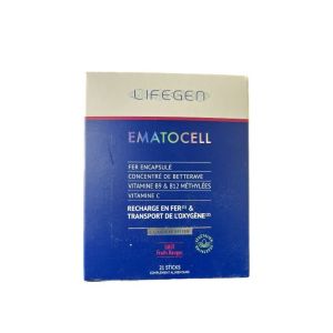 Lifegen - Ematocell - Recharge en fer - Goût fruits rouges - 21 sticks