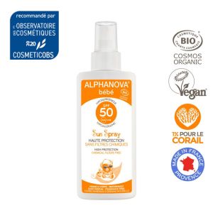 Crème solaire bébé bio hypoallergénique SPF50 125mL