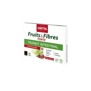 Fruits & Fibres FORTE • Transit Intestinal • Action rapide 8h • 12 cubes à mâcher