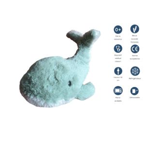 Bouillotte WARMIES Déhoussable • Peluche Baleine • 22 cm