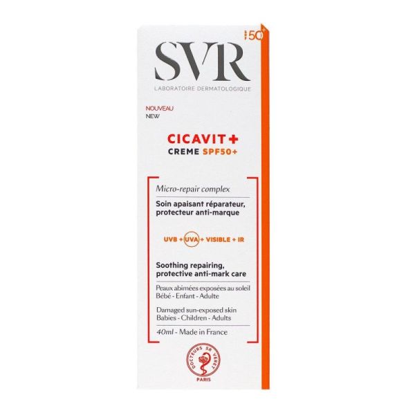 Cicavit+ Crème SPF50+ Soin Apaisant Réparateur 40mL