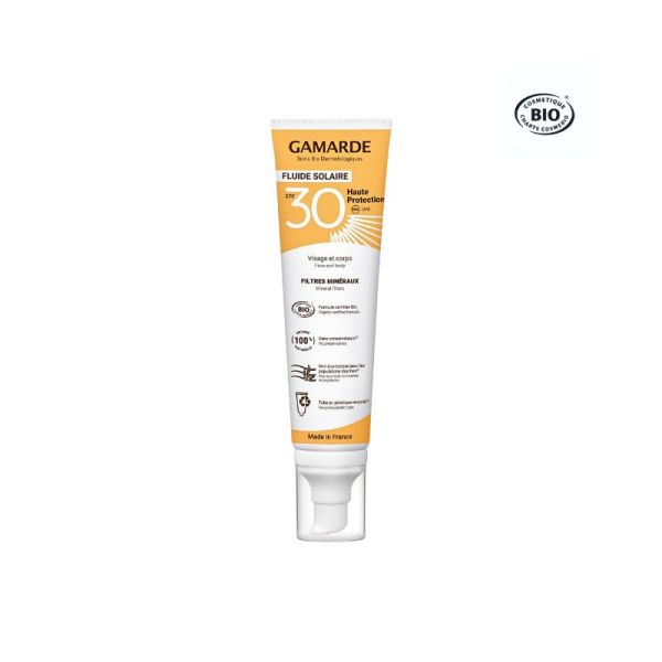 Fluide Solaire Bio SPF30 100 ml | Filtres Minéraux Visage et Corps